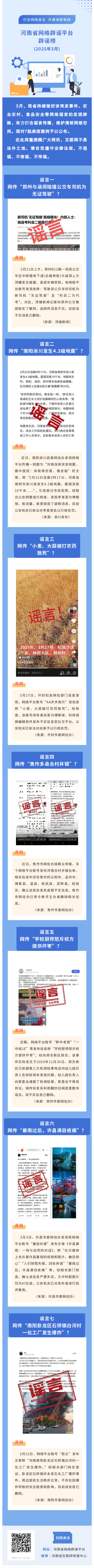 “打击网络谣言 共建清朗家园”2025年3月辟谣榜