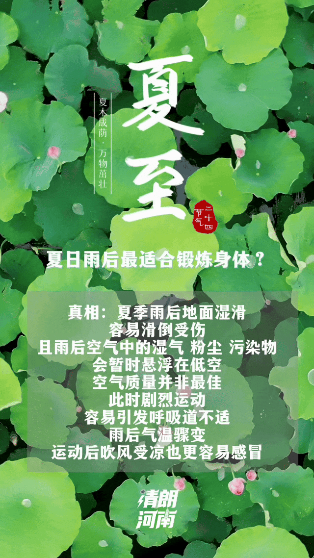夏日雨后更适合锻炼身体？| 二十四节气辟谣