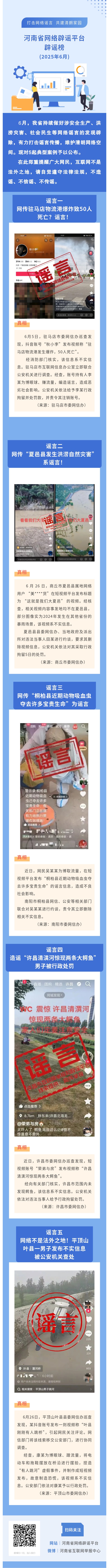“打击网络谣言 共建清朗家园”2025年5月辟谣榜