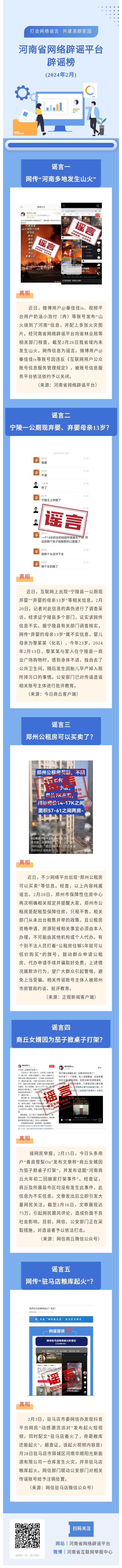 “打击网络谣言 共建清朗家园”2024年1月辟谣榜