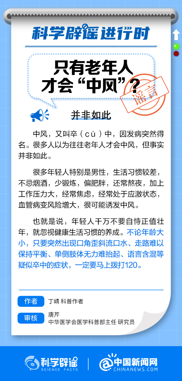 只有老年人才会“中风”？不论年龄，出现这些症状马上去医院