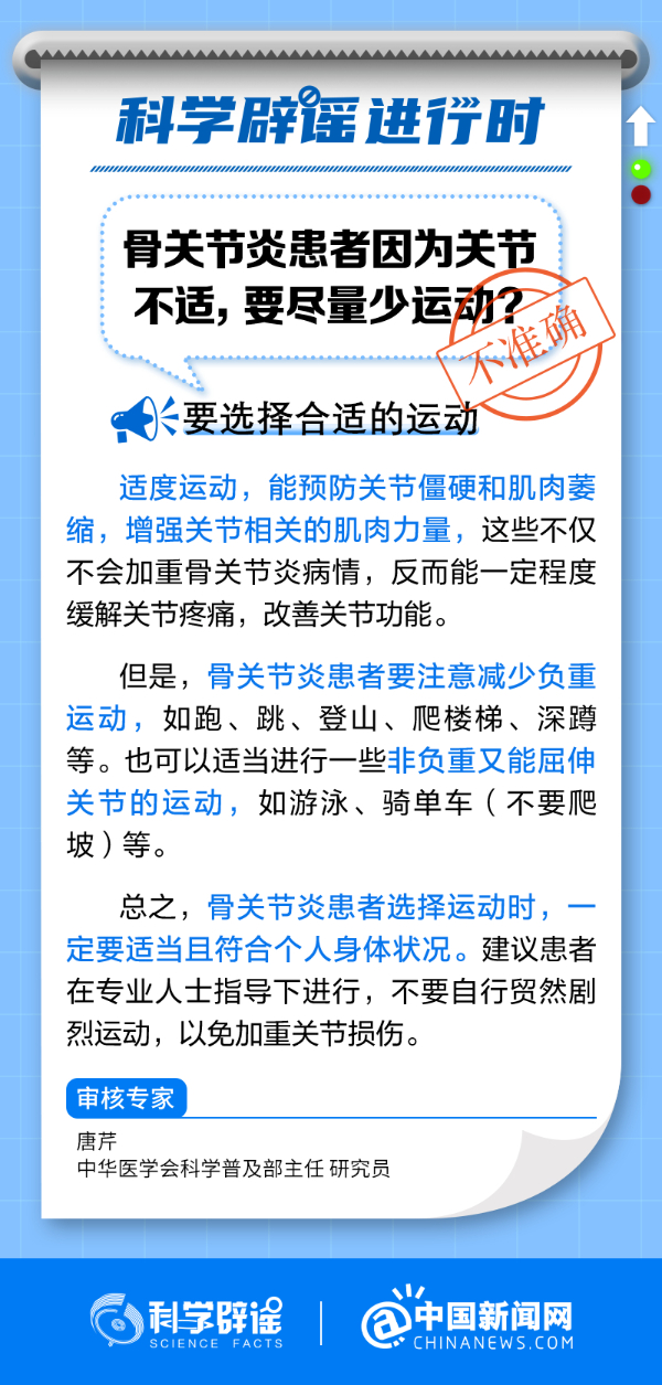 骨关节炎患者因为关节不适，要尽量少运动？